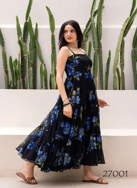 Lucaya Vol 27 By Lucaya Fuax Georgette Printed Anarkali Flared Gown Wholesale Market
